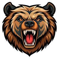 bear head with mouth and teeth white background vector