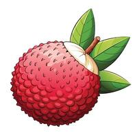 a red fruit with leaves on it vector