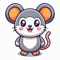Adorable cartoon mouse with big eyes and a happy expression. vector