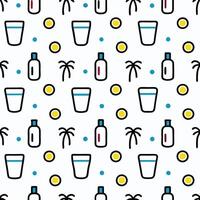 a pattern with bottles and palm trees vector