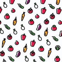 seamless pattern with vegetables and fruits white background vector