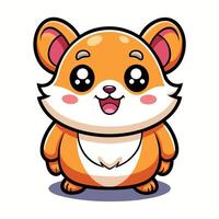 Cute cartoon hamster with big eyes and happy expression. vector