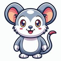 Cute cartoon mouse illustration with big eyes and a happy expression. vector