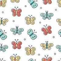 pattern with colorful butterflies white background vector