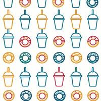 Colorful pattern of donuts and drinks. vector