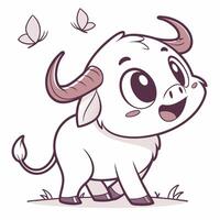cartoon cute buffalo illustration vector