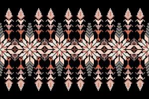 Geometric floral pattern background illustration.flower ethnic pixel pattern. vector