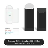 Envelope die line template, With 3D Box Size 4.125 x 9.5 in, File vector