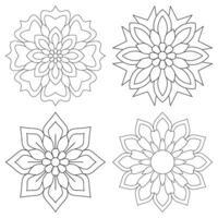 4 Mandala Flower pattern design set Mandalas coloring book pages vector