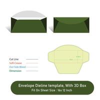 Envelope Dieline template, And 3D Box, Size 9.5 x 4.125, File vector