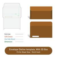 Envelope Die line template design, With 3D Box, Size 9.5 x 6.5 in, file vector