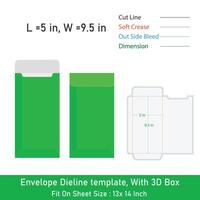Envelope Die line template design, With 3D Box, Size 5 x 9.5 in, File vector