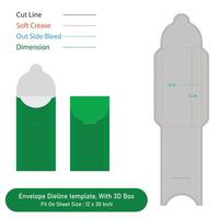 Envelope Die line template, With 3D Box, Size 6x12 in vector