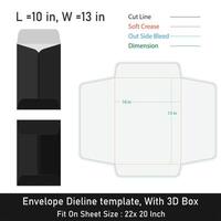 Envelope Die line template design, With 3D Box, Size 10 x 13 inch, File vector