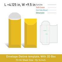 Envelope Die line template, With 3D Box, Size 4.125 x 9.5 in, File vector