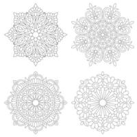 4 Simple Mandala Flower design set Mandalas coloring book pages vector