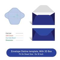 Envelope Dieline template, And 3D Box, Size 6.75 x 3.75, File vector