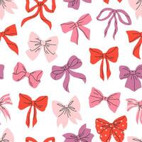 Seamless pattern with multicolored bows on a white background. illustration background. vector