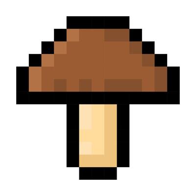 Mushroom pixel art isolated on a white background. 8 bit illustration.