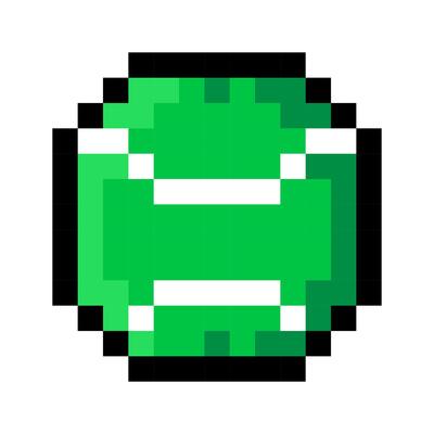 Tennis ball pixel art isolated on a white background. 8 bit illustration.