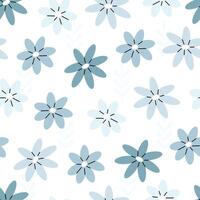 Seamless pattern with blue flowers on a white background. floral illustration background. Flat illustration vector