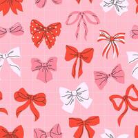 Seamless pattern with multicolored bows on a pink background. illustration. vector