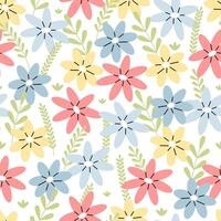 Seamless pattern with multicolored flowers on a white background. floral illustration background. Flat illustration. vector