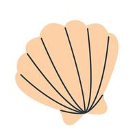 Seashell in flat style isolated on white background. Summer clipart. vector