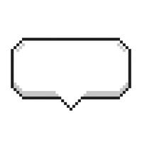 Pixel speech bubble with an arrow in the middle isolated on white background. Pixel element. 8-bit style illustration. vector