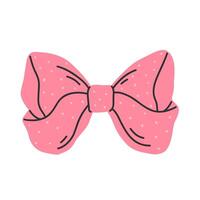 Pink bow with dots isolated on white background. Clipart bow flat illustration. vector