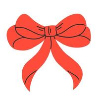 Red bow isolated on white background. Bow flat illustration. vector