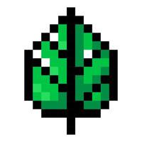 Leaf pixel art isolated on a white background. 8 bit illustration. vector