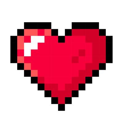 Heart pixel art isolated on background. 8 bit illustration.