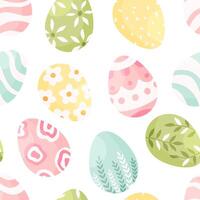 Seamless pattern with Easter eggs on a white background. Easter illustration background. Cartoon illustration. vector
