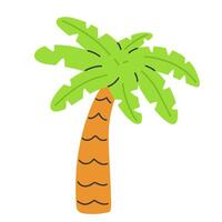Cute palm tree in flat style isolated on background. Summer clipart. vector