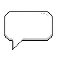Pixel speech bubble with an arrow on the side isolated on white background. Pixel 8-bit style illustration. vector
