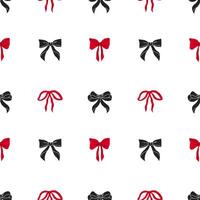 Seamless pattern with red and black bows on a white background. illustration background. vector