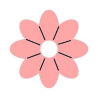 Pink flower in flat style isolated on white background. Summer clipart. vector