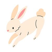 Cute jumping bunny isolated on white background. flat illustration. vector