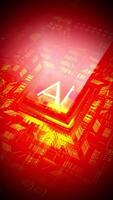 Artificial Intelligence - AI Word on Computer Microchip - Red Color Palette video