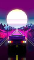 Geometrical Car Driving on a Road - 80s Computer Game Style video
