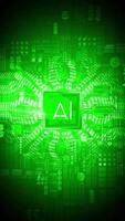Artificial Intelligence - AI Word on Computer Processor - Green Color Palette - Top View video