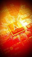Artificial Intelligence - AI Word on Computer Processor - Red and Yellow Colors video