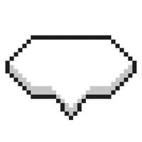 Pixel speech bubble with an arrow in the middle isolated on white background. Pixel 8-bit style illustration. vector