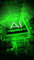 AI Word on Computer Microchip - Green Color Palette video