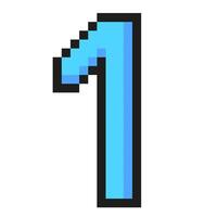 Blue number one pixel art symbol isolated on a white background. 8 bit illustration. vector