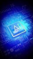 AI Word on Computer Processor and Light Rays - Blue Colors video