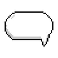 Pixel speech bubble with an arrow on the side isolated on white background. Pixel element. 8-bit style illustration. vector