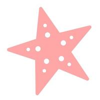 Pink starfish in flat style isolated on white background. Summer clipart. vector