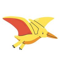 Cute yellow Pterodactyl character isolated on a white background. illustration. vector